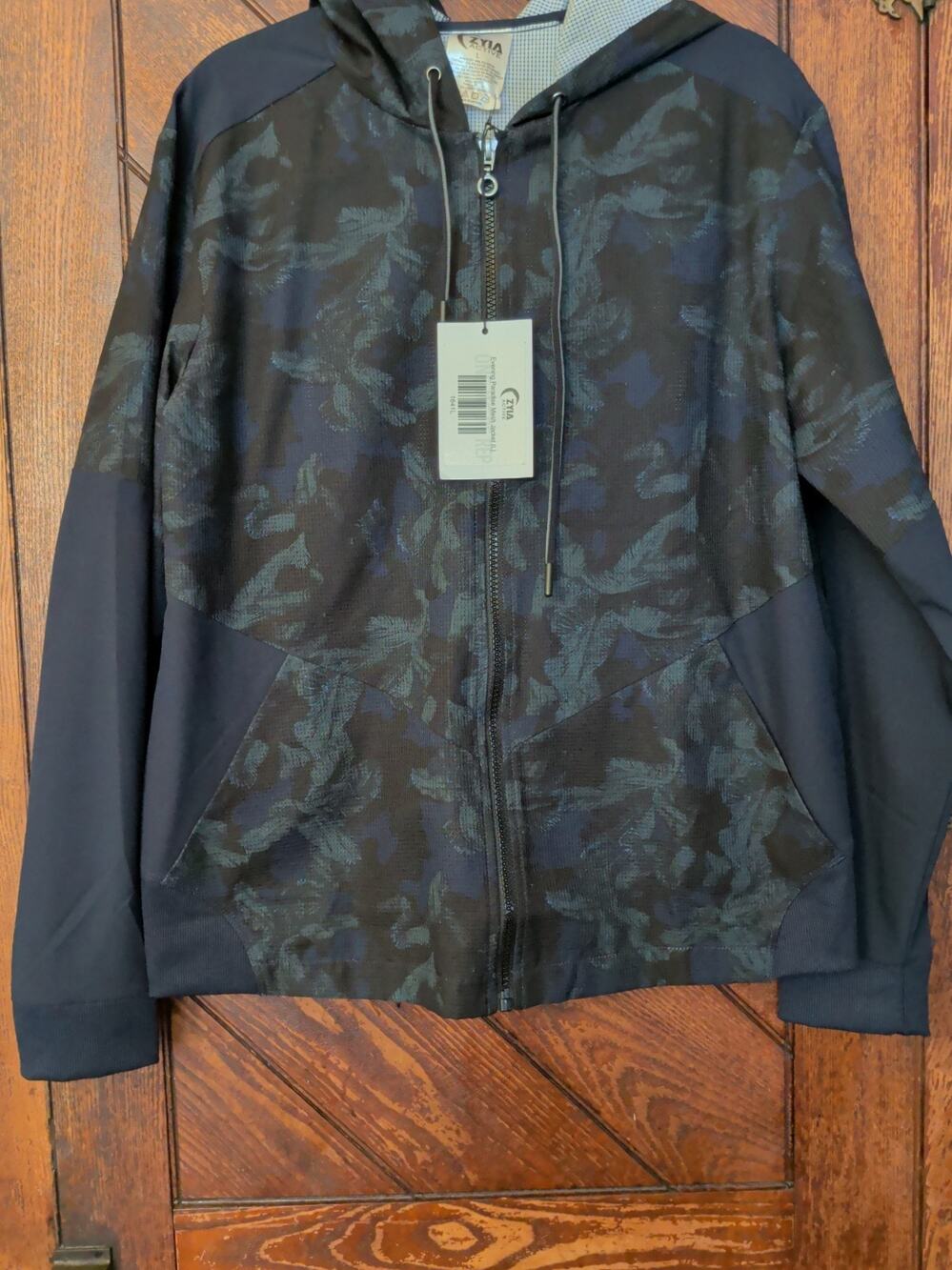 Zyia Evening Paradise Mesh Green Navy Black Jacket sz Large Floral